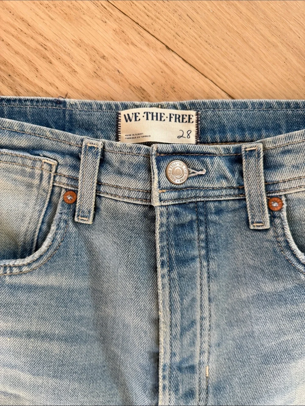 Free People Light Blue High-Rise Straight Jeans